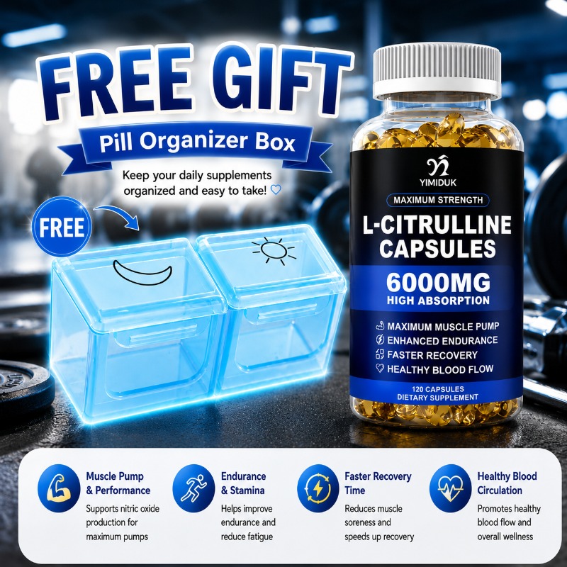 Pre Workout Supplement - Cápsulas de L-Citrulina 6000mg, com Citrulina